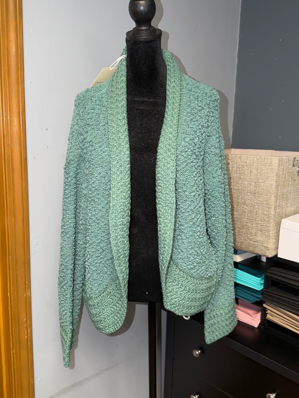 Green Teddy Bouclé Open-Front Cardigan - Women